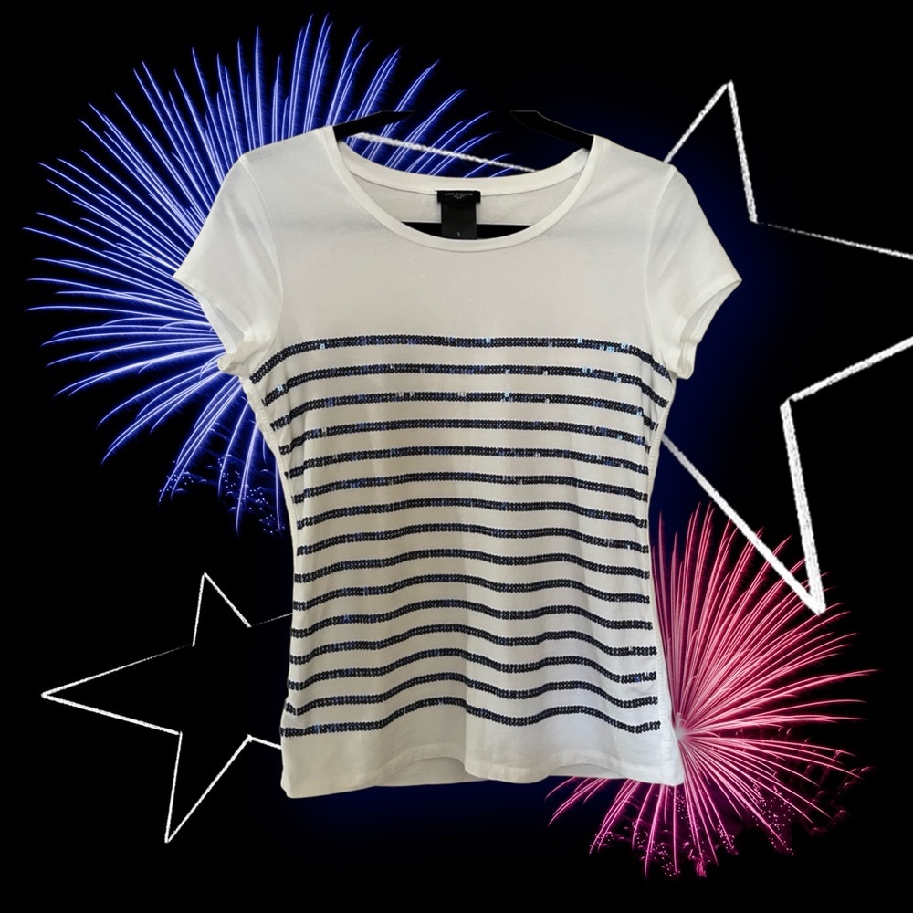 Ann Taylor Tee for 4th of July white blue